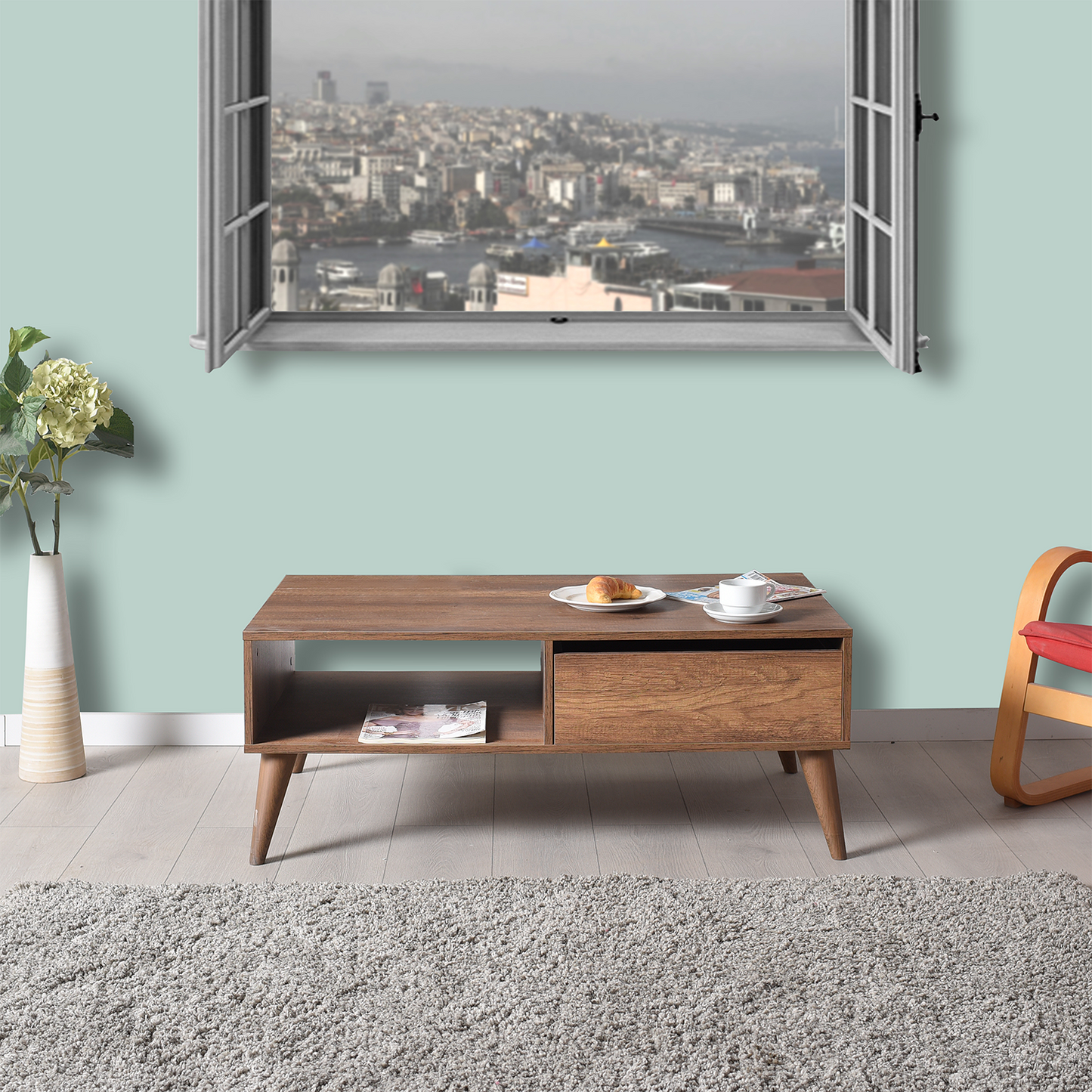 New Line Series Coffee Table W/ One Drawer Oslo Walnut SHP