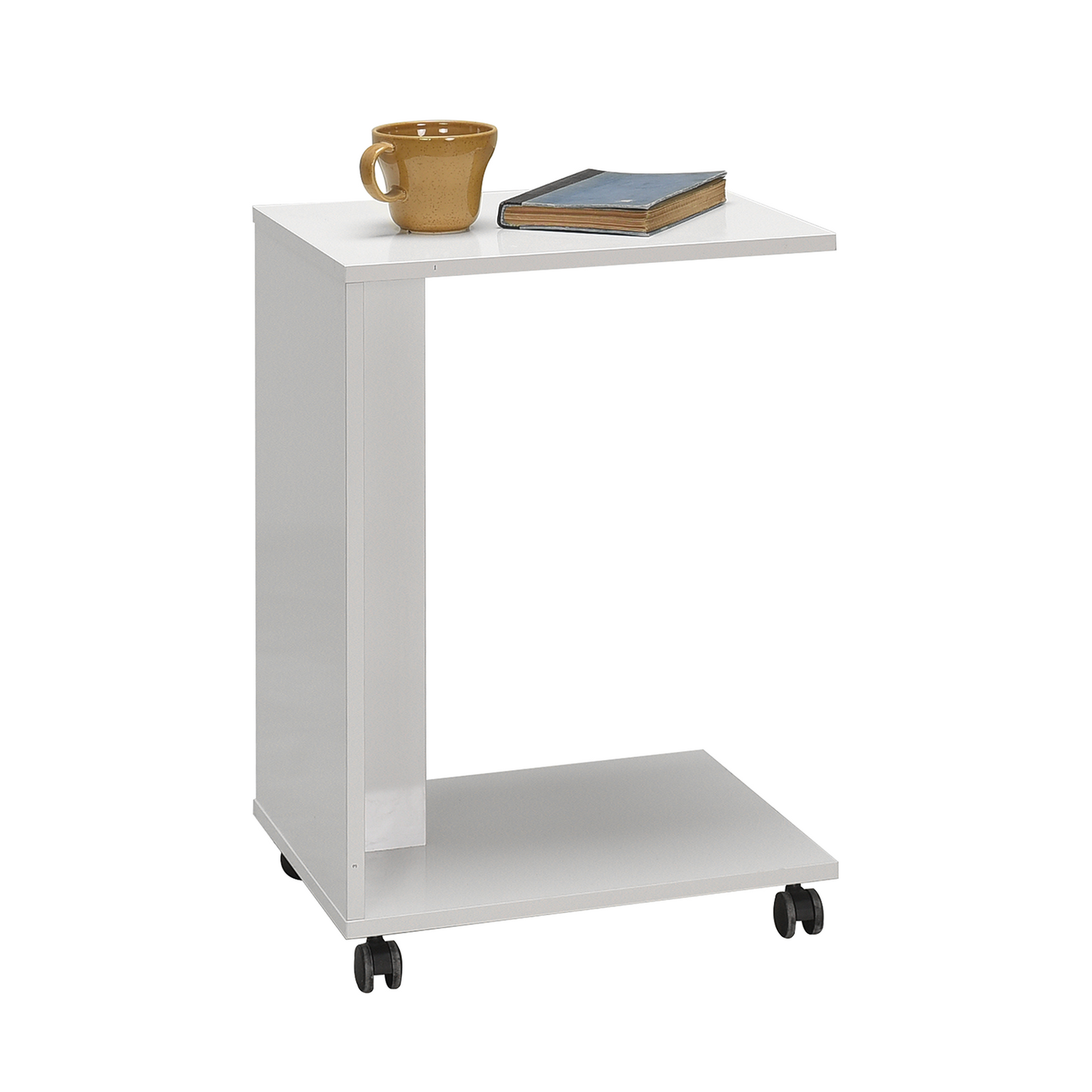 Side Table With Wheels High Gloss White SHP