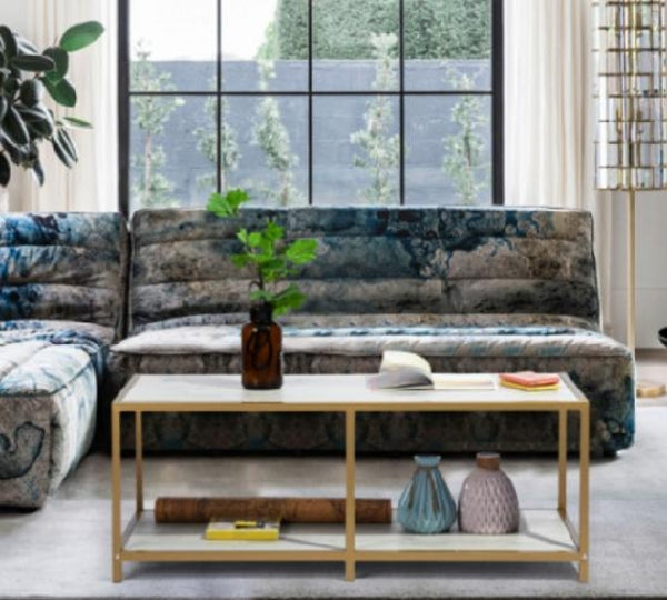 Marbled & Golden Color Coffee Table Justin