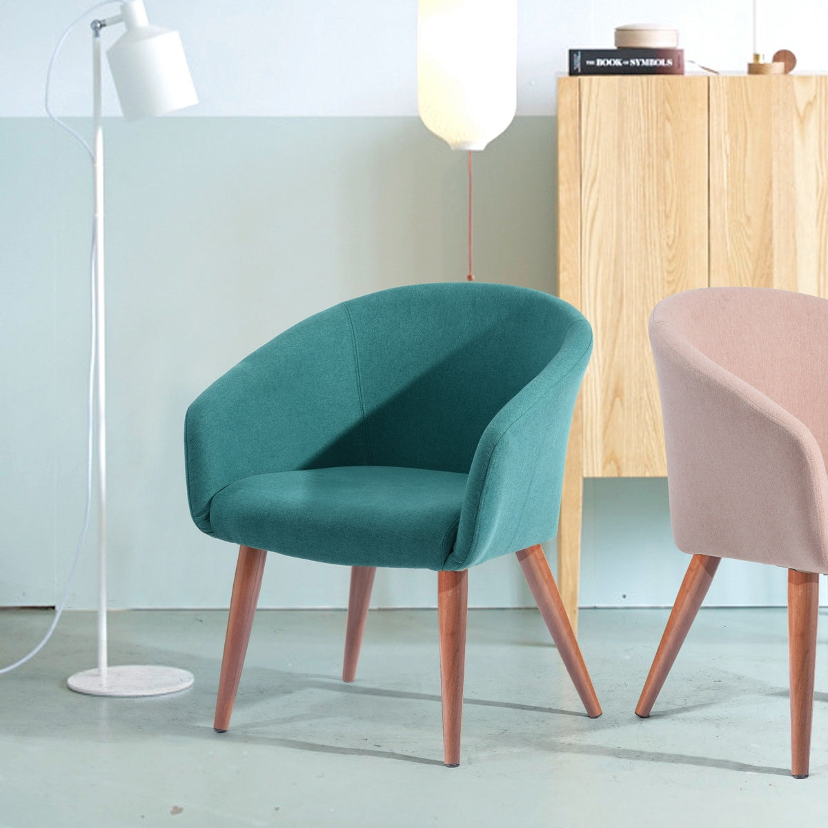 Accent Chair Fabric Upholstered Wooden Legs Side Chair Dining Chair Aokelan