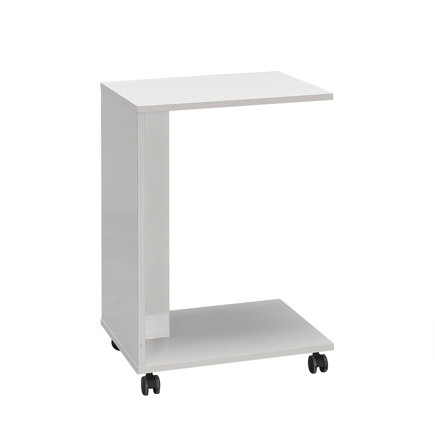 Side Table With Wheels High Gloss White SHP