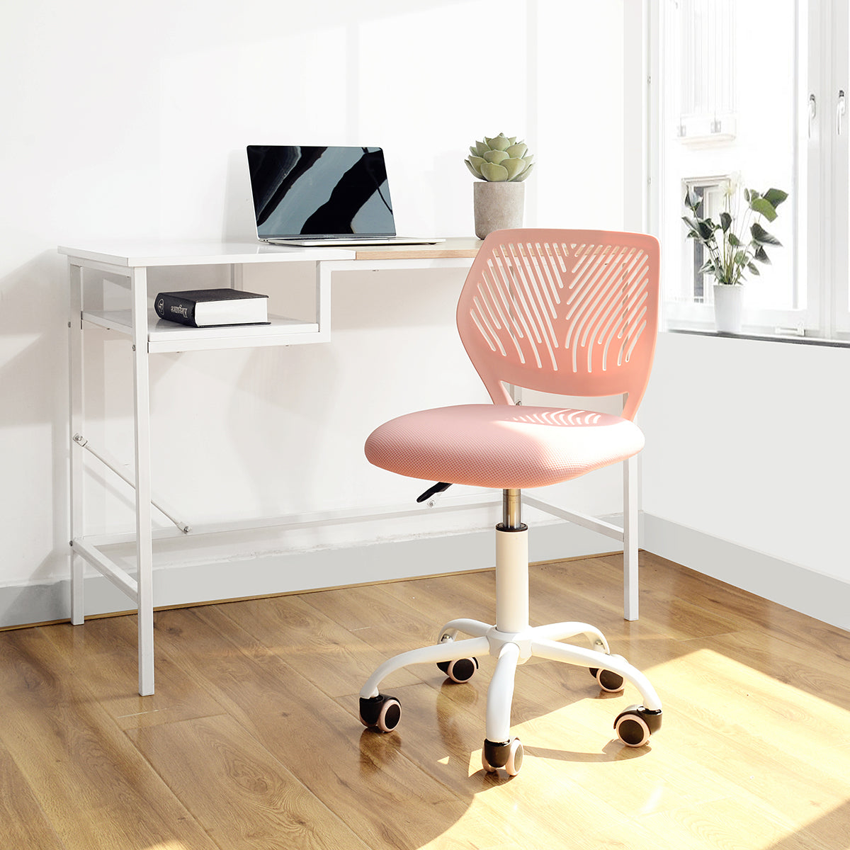 Home Study Chair Modern Home Office Desk Chair Mesh Upholstery Carnation