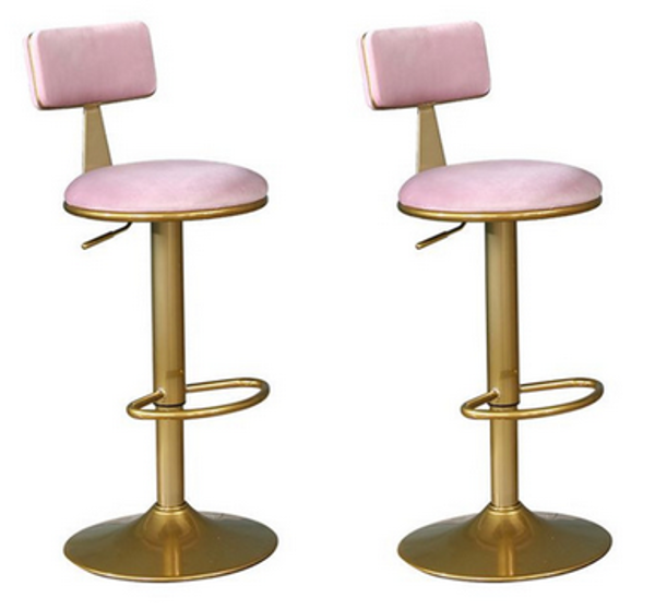 Set of 2 Barstool Gaslift Pink and Golden Sakrur