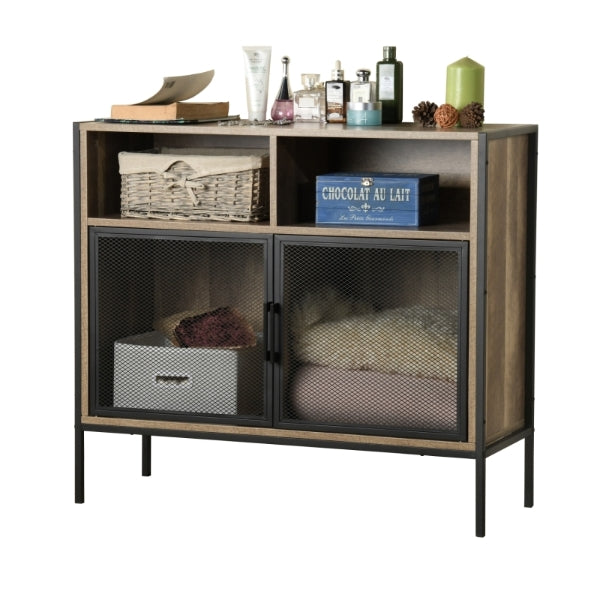 Sideboard Buffet Cabinet with Double Doors and Open Shelves Loft