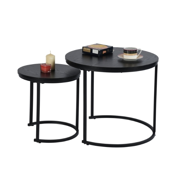 Set of 2 Coffee Table Black Osric
