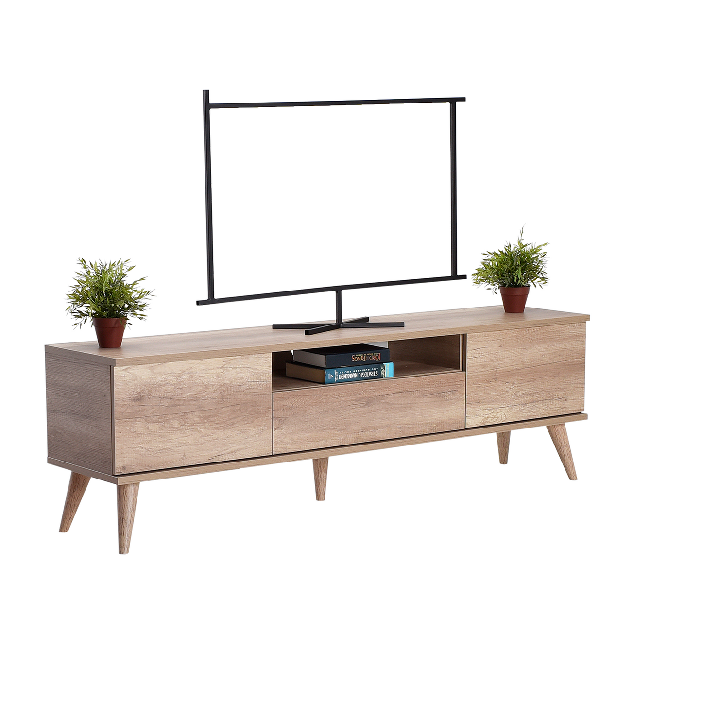 Retro Tv Stand W/ One Drawer & Two Sections Tori TVR