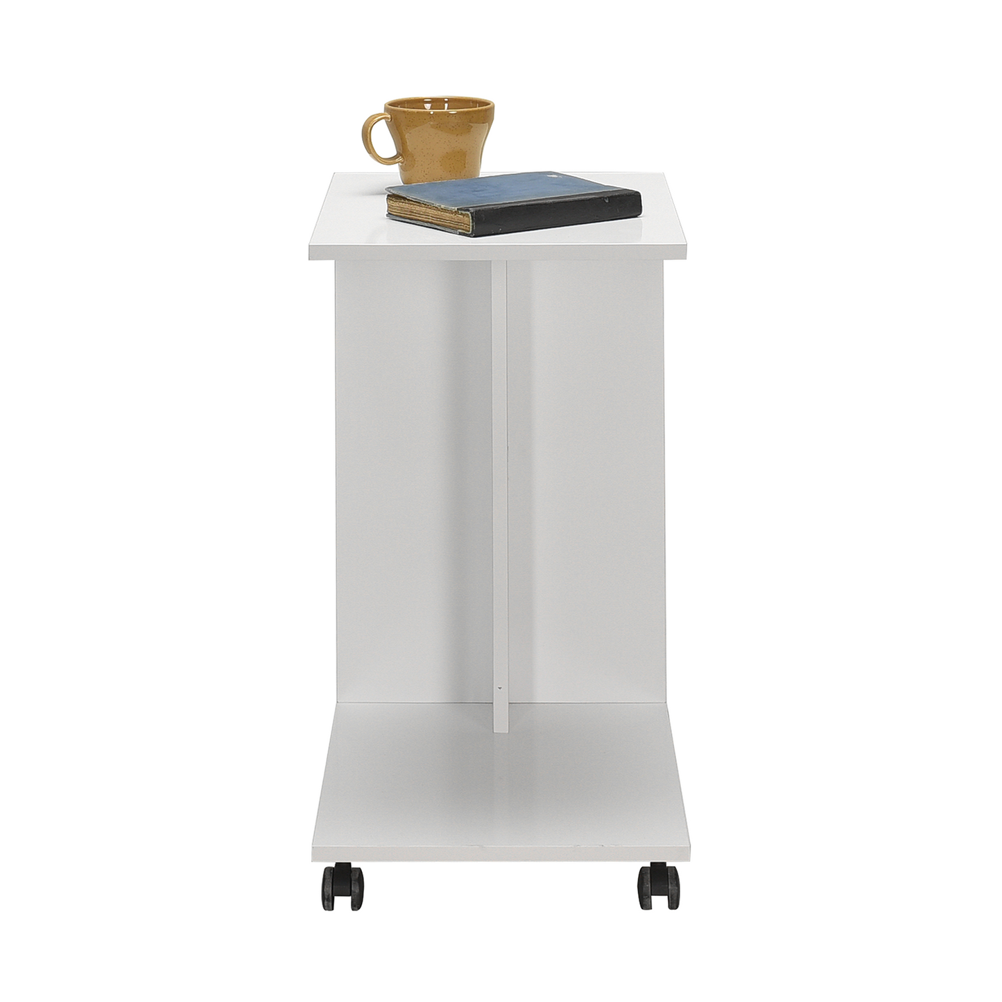 Side Table With Wheels High Gloss White SHP
