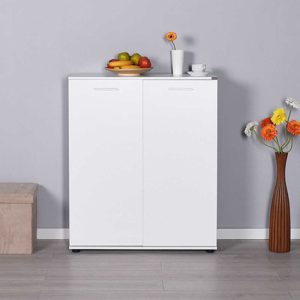 Shoe Cabinet W/ Five Shelves & Two Doors White ADR