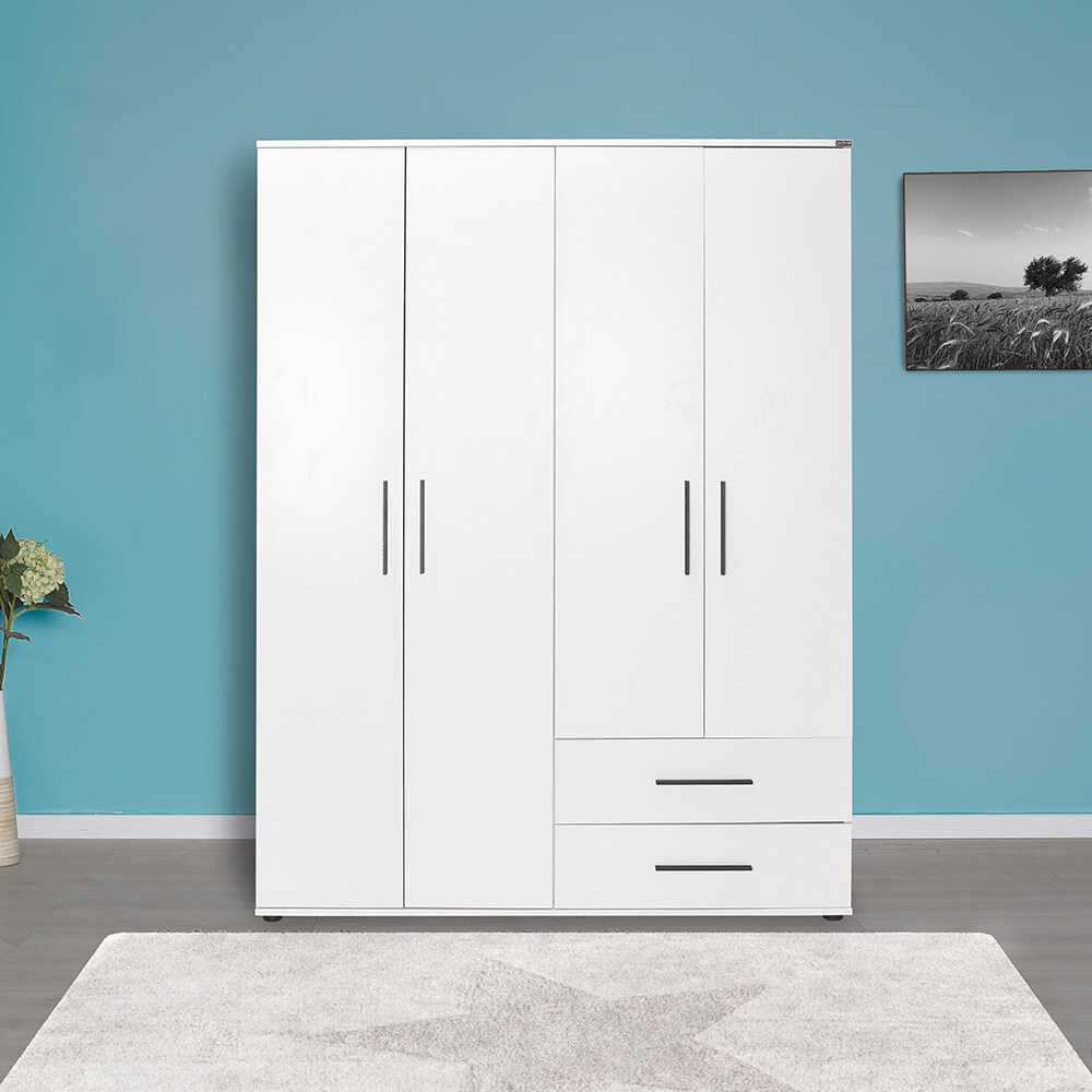 White Series Wardrobe W/ Four Doors and Two Drawers White GRD