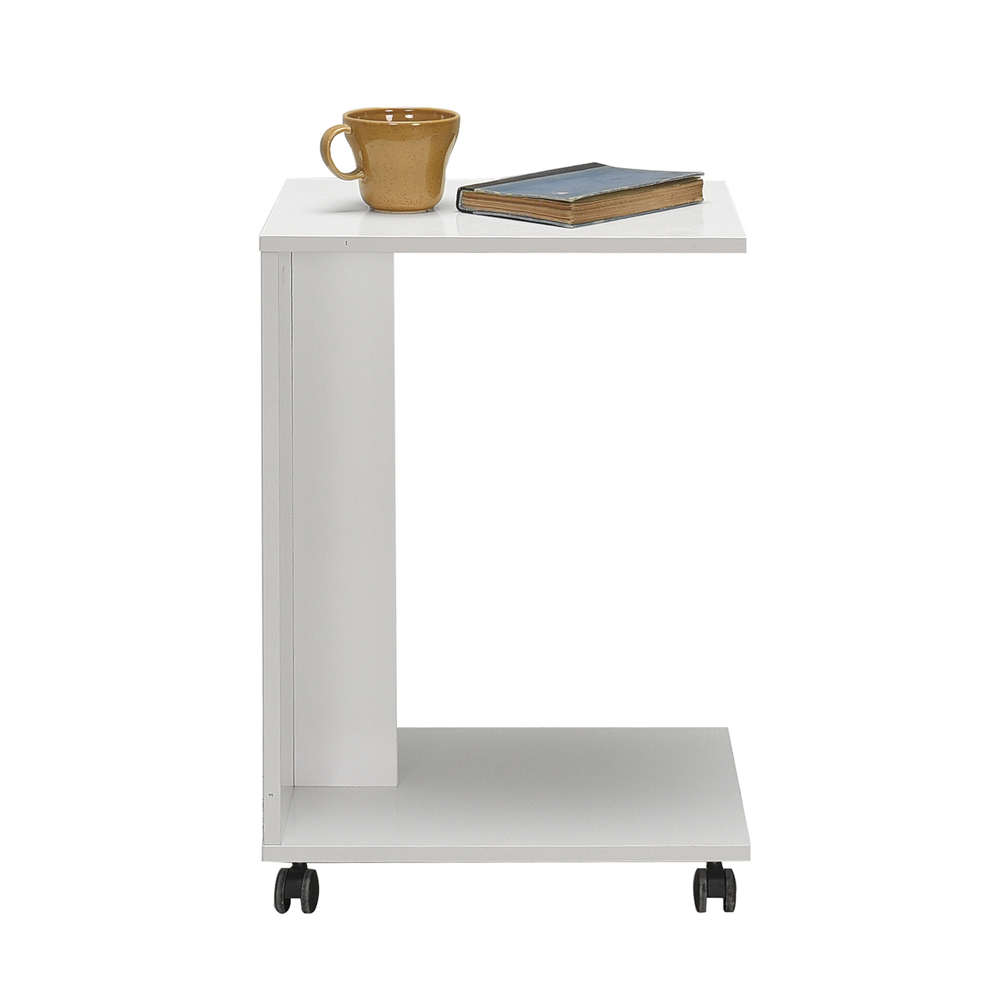 Side Table With Wheels High Gloss White SHP