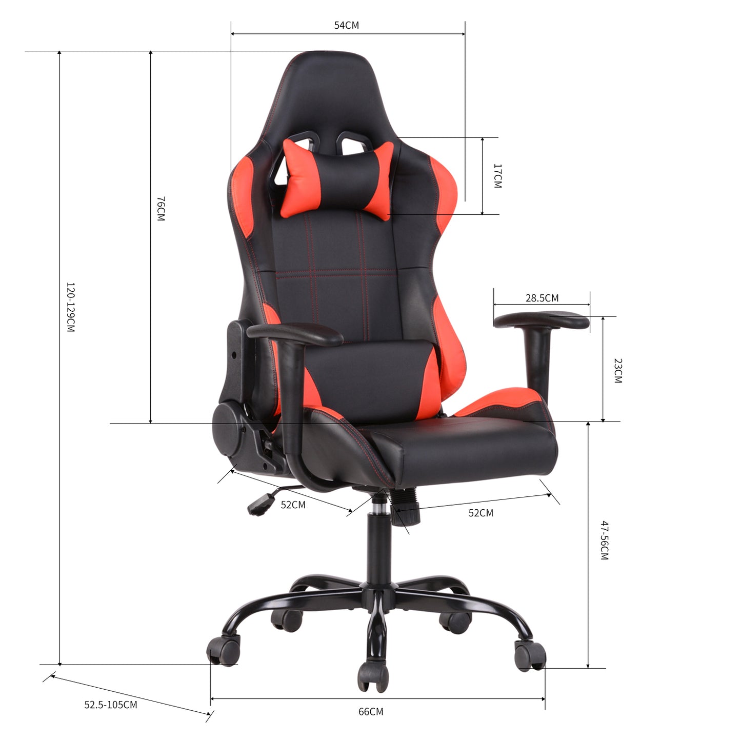 Gaming Chair PU Racing Office Chair Recliner Swivel Rocker with Headrest and Lumbar Pillow Ahien