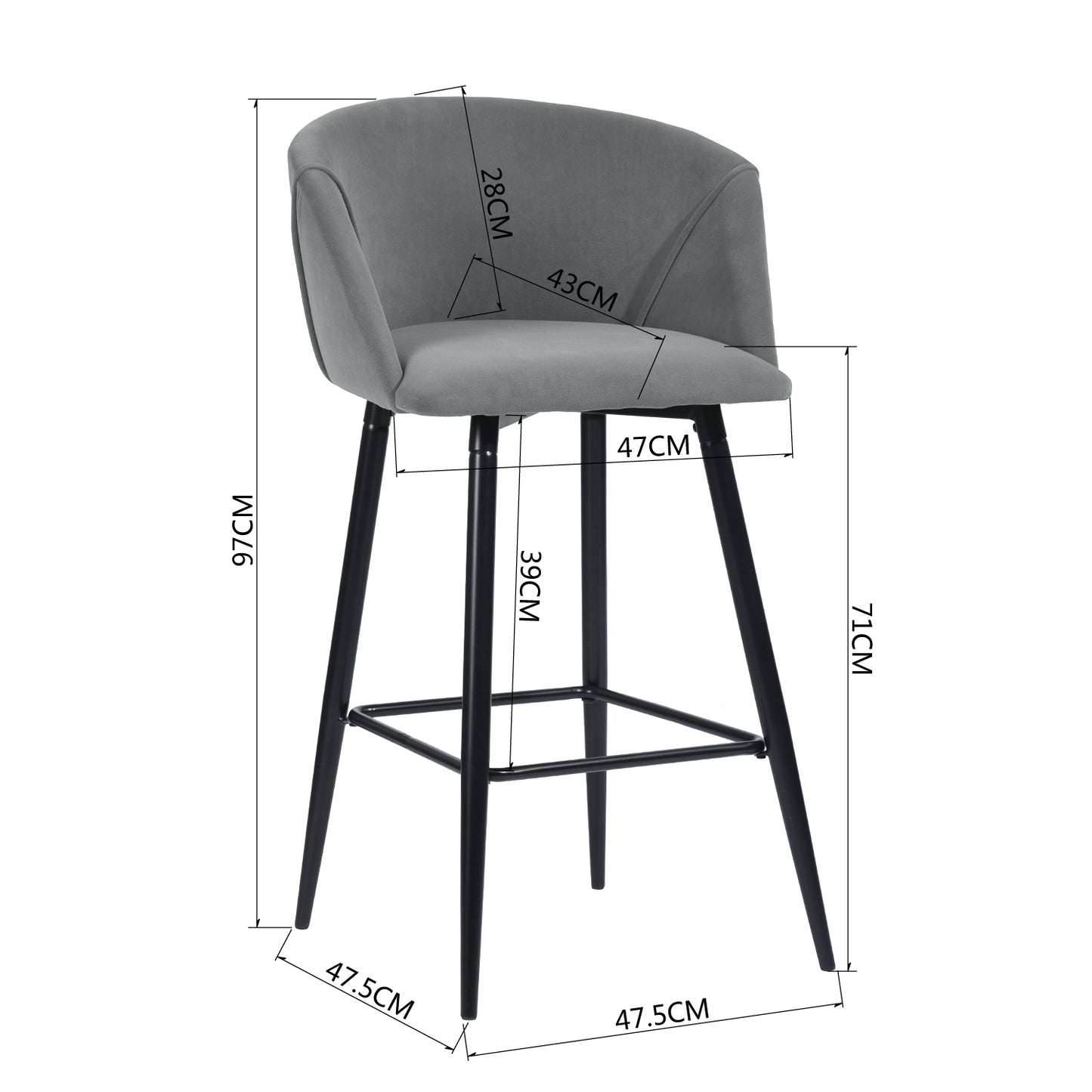 Barstools Velvet Upholstered Bar Stools Aldridge