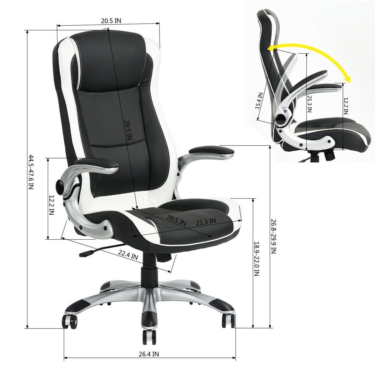 Gaming Chair Racing Office Chair Recliner Swivel Seat Height and Armrest Adjustable Anniston