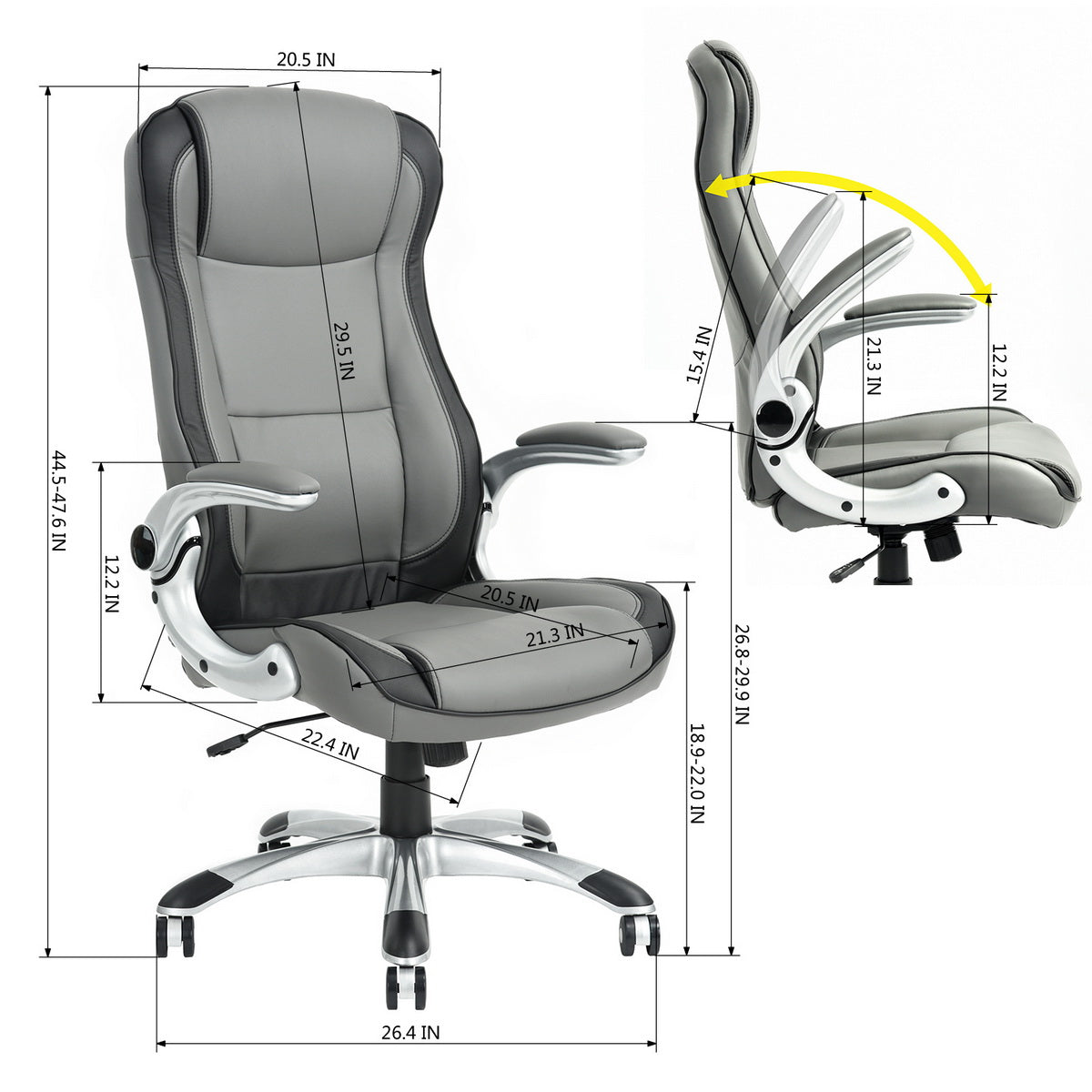 Gaming Chair Racing Office Chair Recliner Swivel Seat Height and Armrest Adjustable Anniston