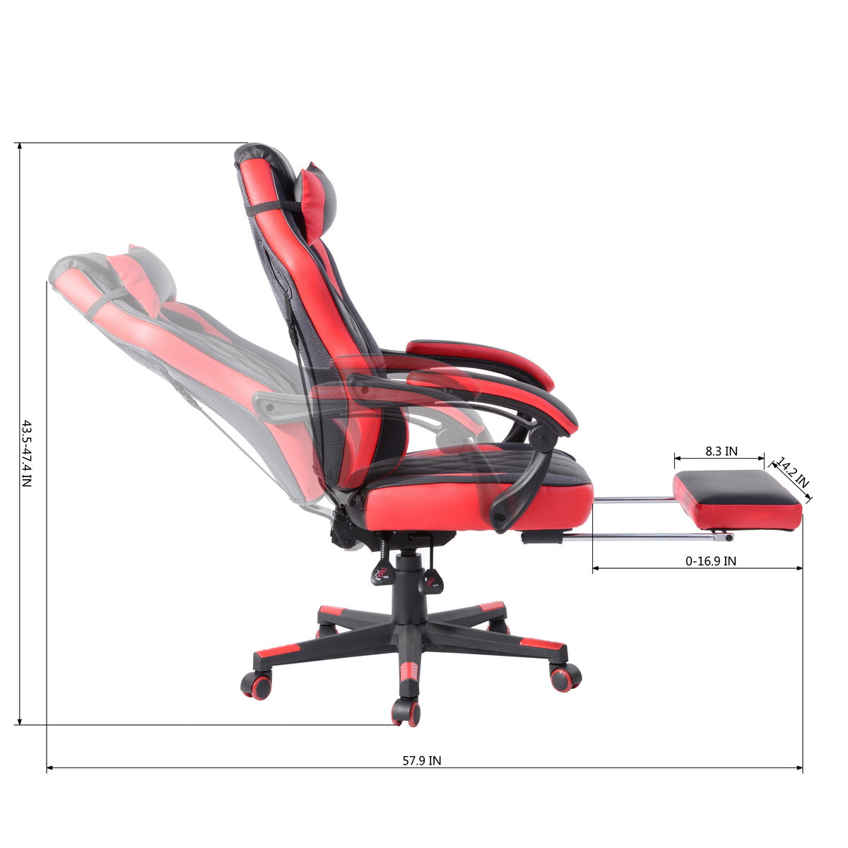 Gaming Chair Racing Office Chair Recliner Swivel Rocker with Headrest and Lumbar Pillow Burgendy