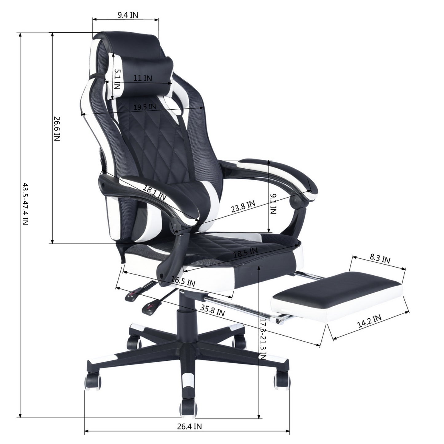 Gaming Chair Racing Office Chair Recliner Swivel Rocker with Headrest and Lumbar Pillow Burgendy