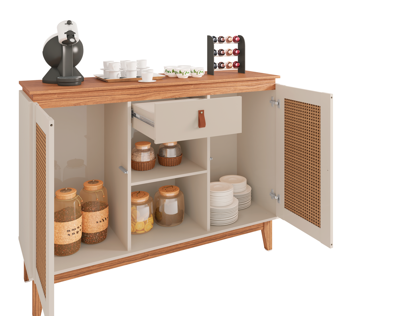 Sidetable Coffee Diamante Off White/Noce