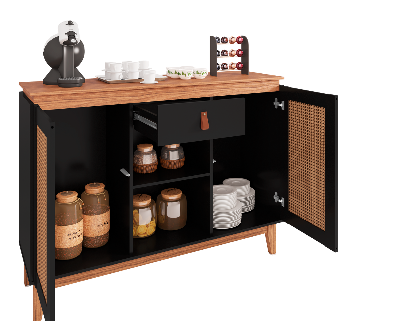 Sidetable Coffee Diamante Black/Noce