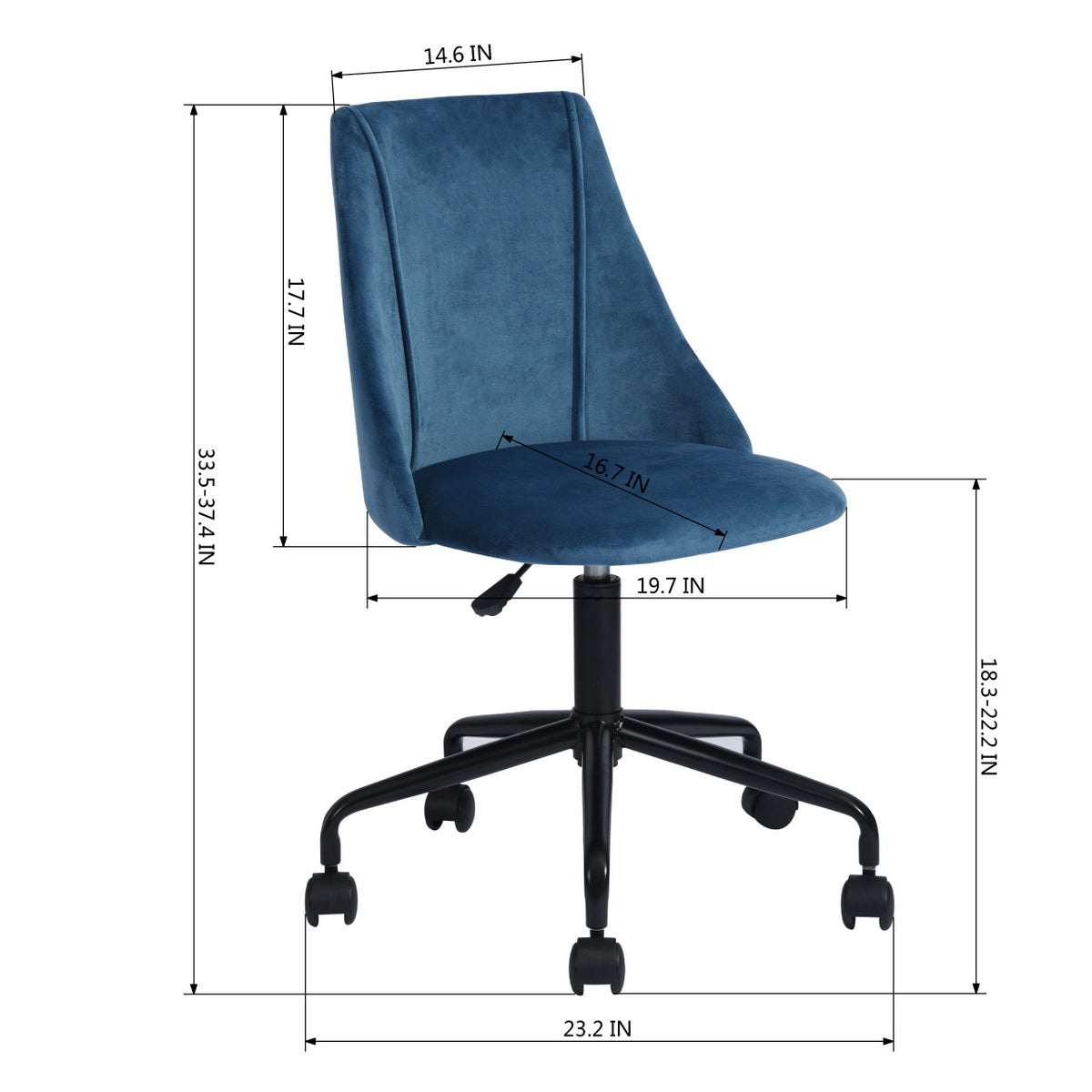 Velvet Upholstered Swivel Ergonomic Home Office Chair Armrest Cian