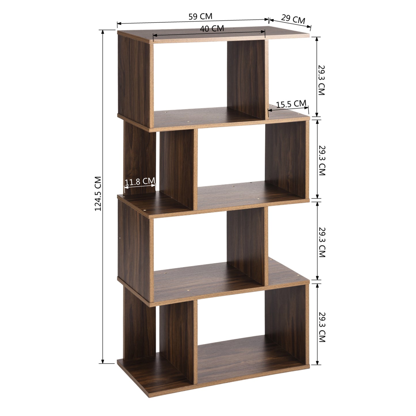 Bookcase 4 Shelves Bookshelf Storage Organizer Concord