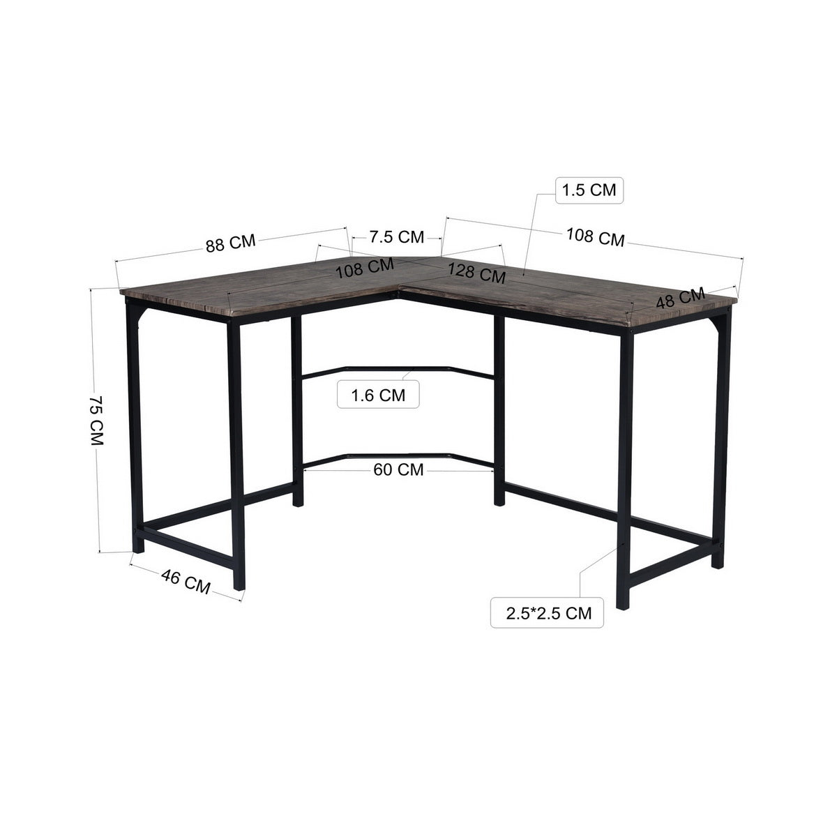 L-Shaped Computer Office Desk Writing Workstation Corwith