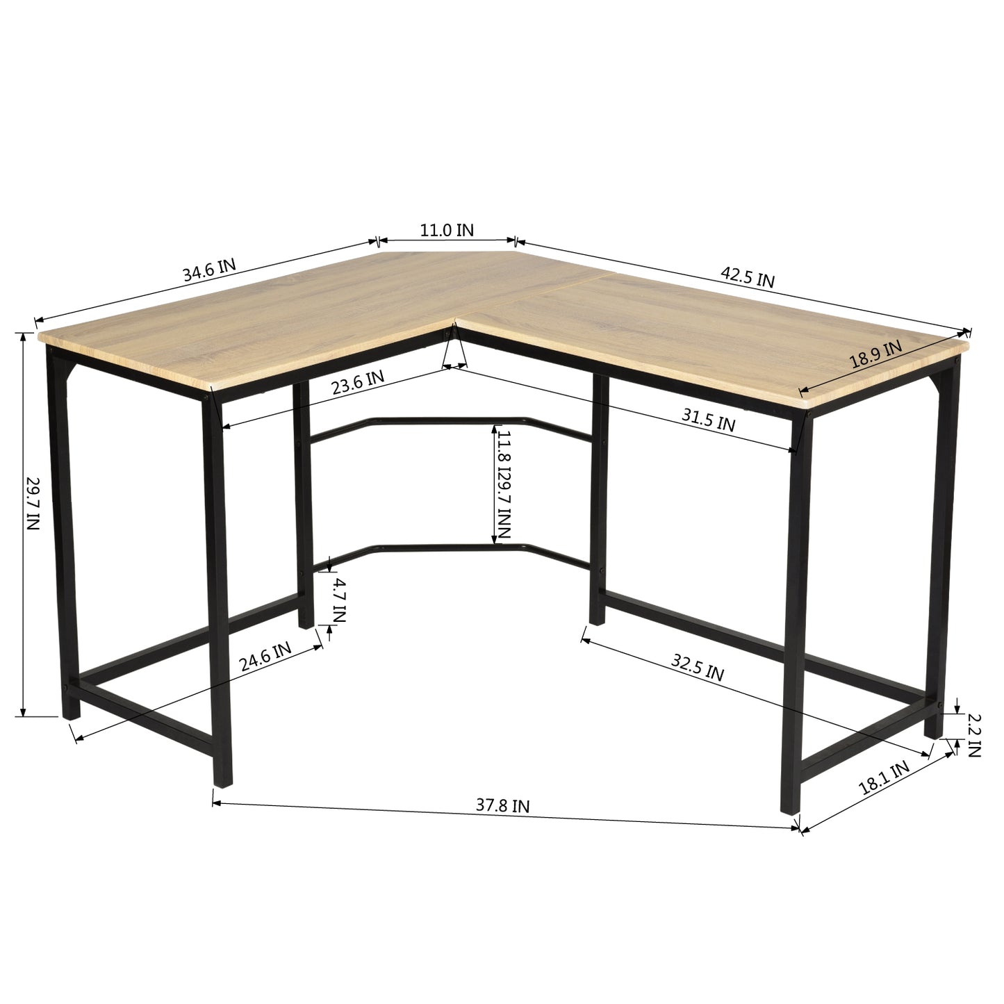 L-Shaped Computer Office Desk Writing Workstation Corwith