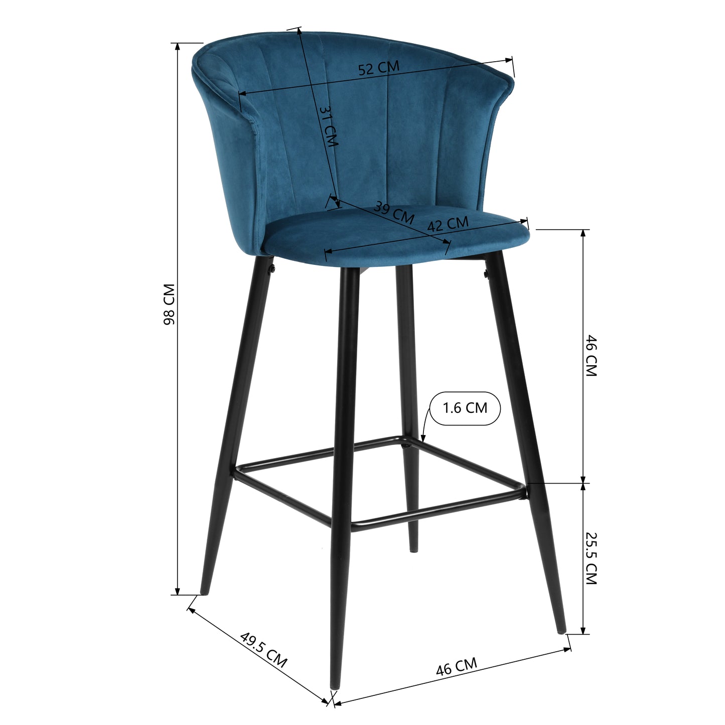 Barstools Velvet Upholstered Bar Stools Doncic