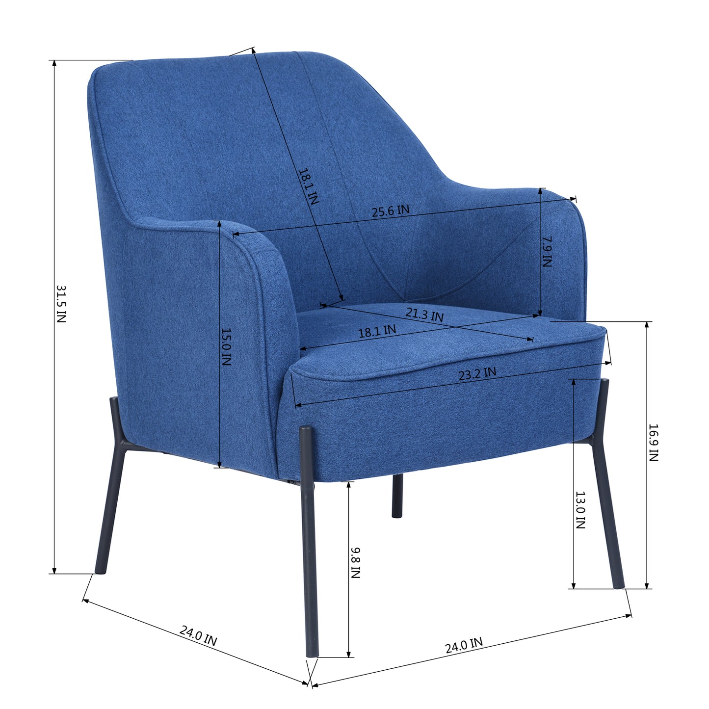 Fabric Accent Chair with Armrest Mid Century Living Room Chairs Dugan