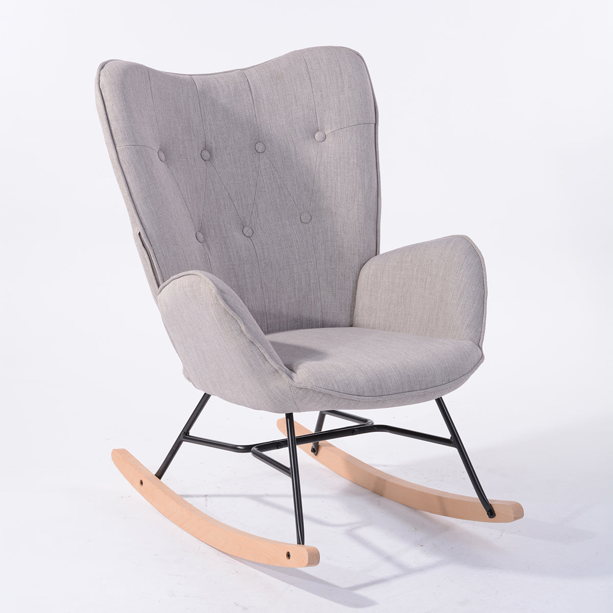 Rocking Accent Chair Fabric Velvet Wooden Legs Armrest Epping