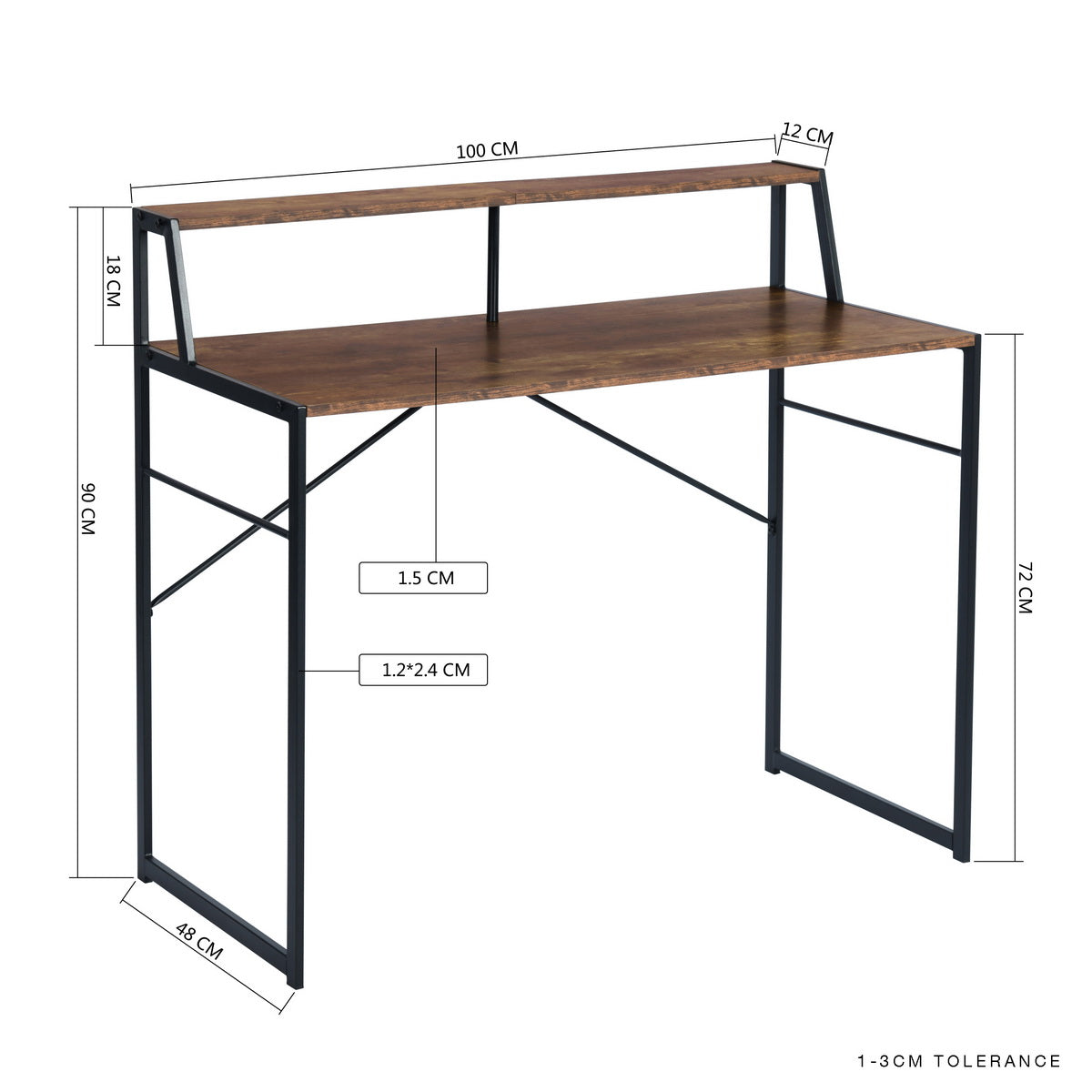 Computer Desk Writing Office Table with Monitor Stand Falala
