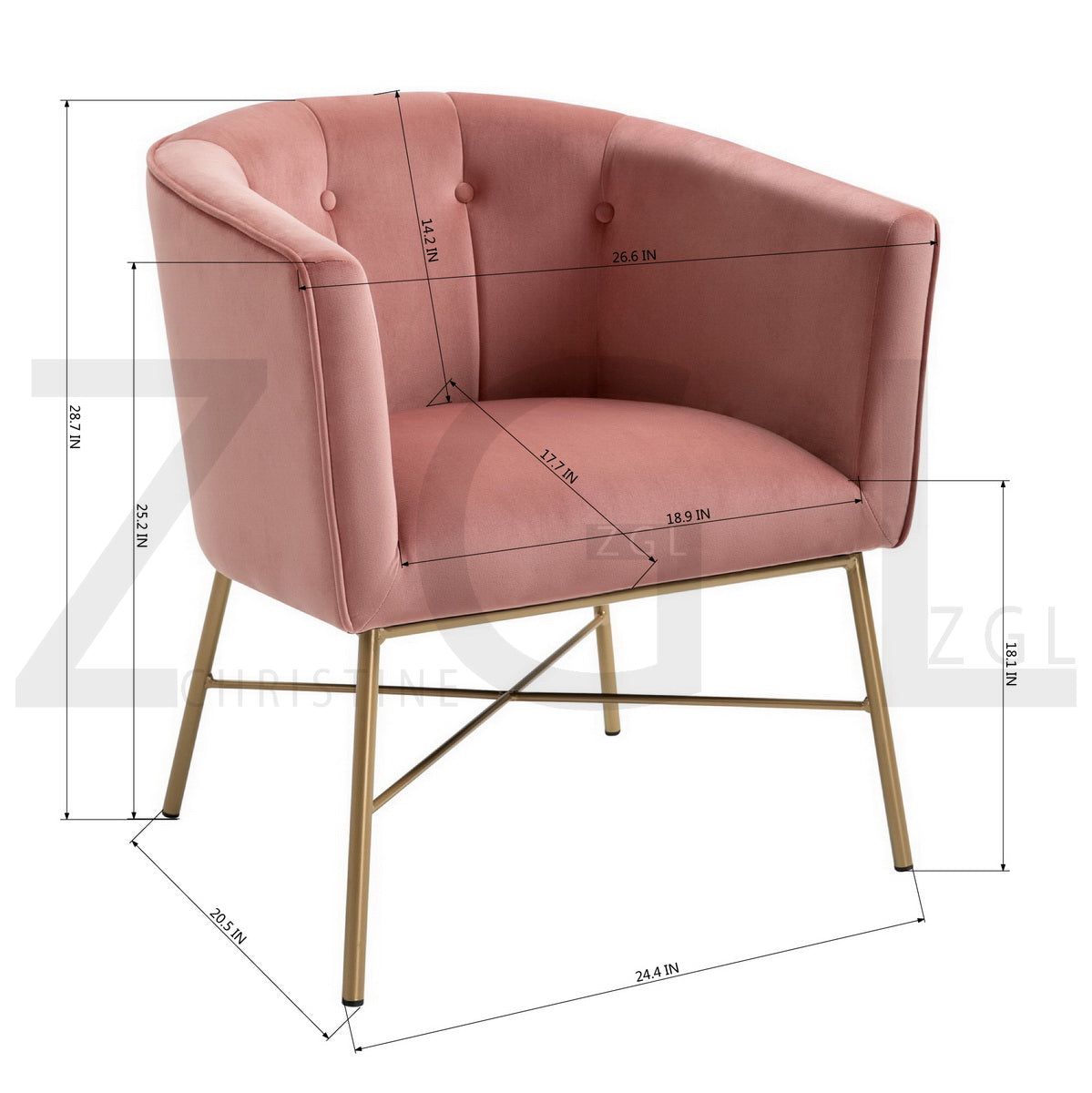 Modern Tufted Accent Chair Golden Legs Barrel Chair Falette