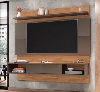 Suspend Home Napoles 1,8M TV Stand Wall-Mounted Entertainment Center Noce/Pearl Grey