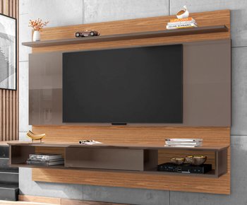 Suspend Home Napoles 2,20M TV Stand Wall-Mounted Entertainment Center Noce/Pearl Grey