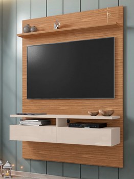 Suspend Home New Smart 1,35M TV Stand Wall-Mounted Entertainment Center Noce/Off White