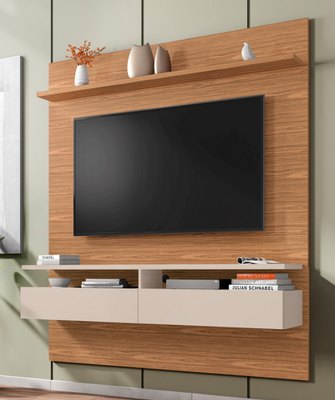 Suspend Home New Smart 1,60M TV Stand Wall-Mounted Entertainment Center Noce/Off White