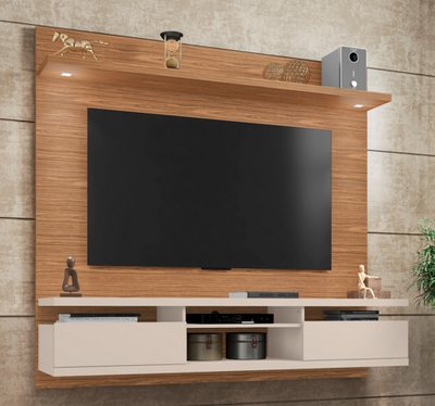 Suspend Home Verona With Led 1,80M TV Stand Wall-Mounted Entertainment Center Noce/Off White
