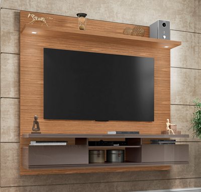 Suspend Home Verona With Led 1,80M TV Stand Wall-Mounted Entertainment Center Noce/Pearl Grey