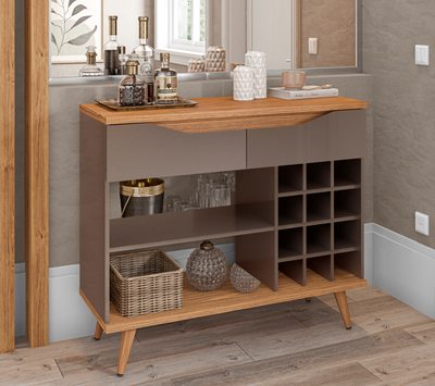 Wine Cabinet Grace Pearl Grey/Noce