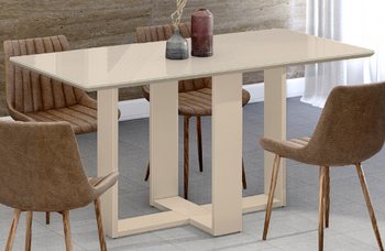 Dining Table Easy 1,2M With Glass (Chairs Not Included) Off White
