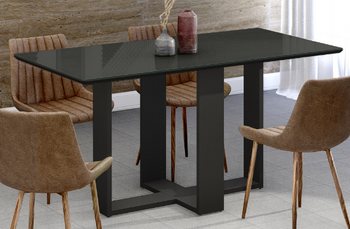 Dining Table Easy 1,35M With Glass (Chairs Not Included) Black