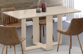 Dining Table Easy 1,35M With Glass (Chairs Not Included) Off White