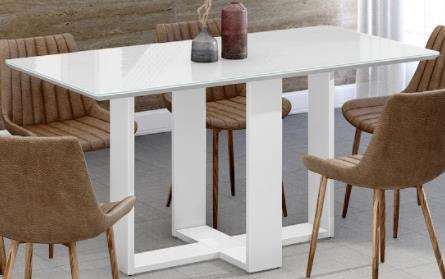 Dining Table Easy 1,6M With Glass (Chairs Not Included) White
