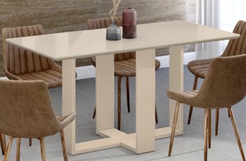 Dining Table Easy 1,6M With Glass (Chairs Not Included) Off White
