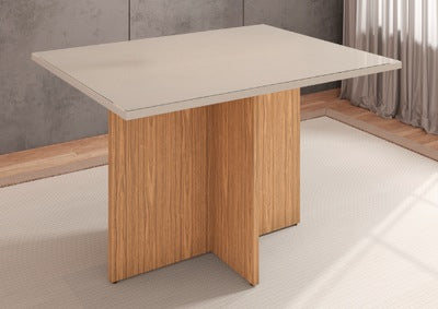 Dining Table Paris 1,2M With Glass Off White/Noce