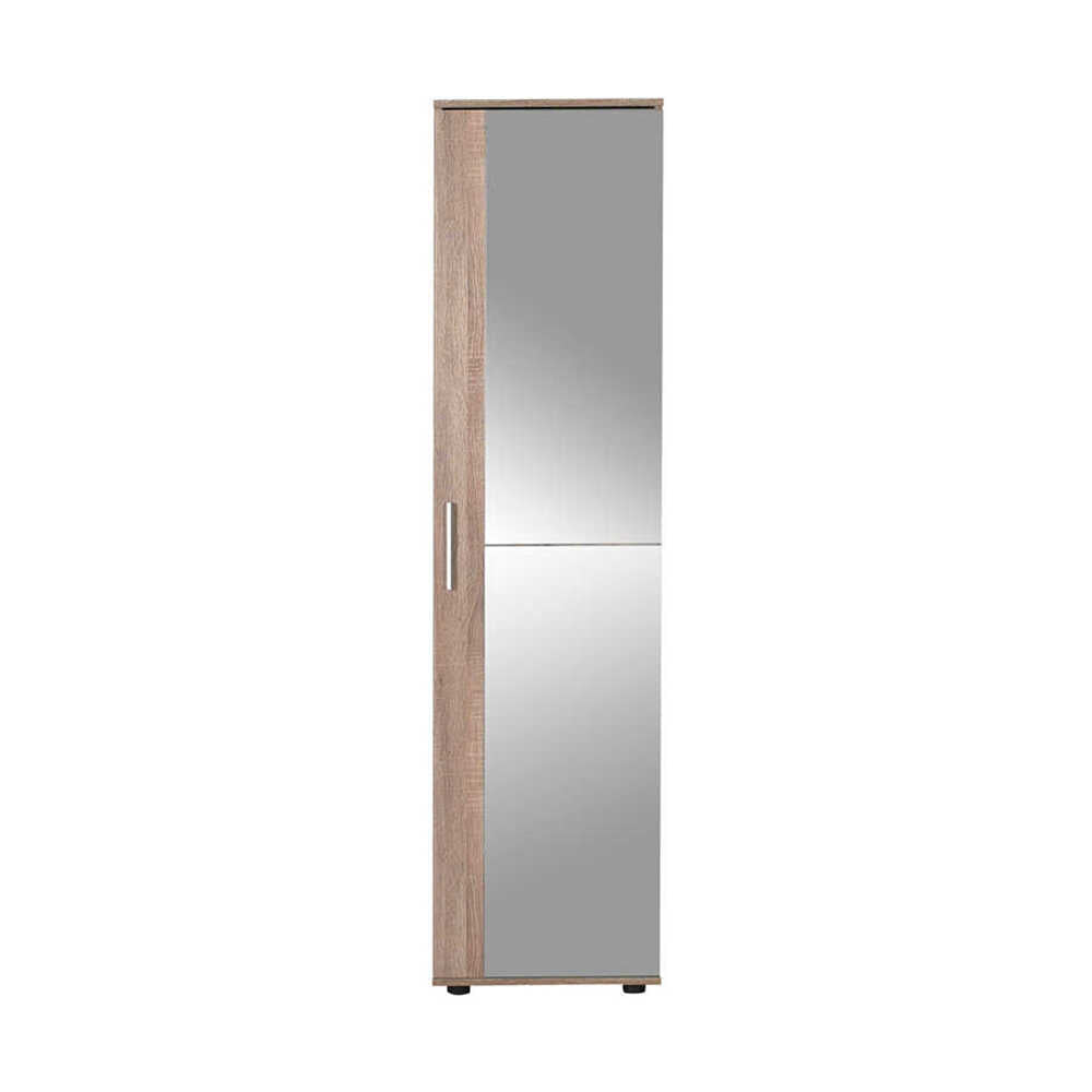Shoe Cabinet W/ Ten Adj. Shelves & One Door & Mirror Latte SHC