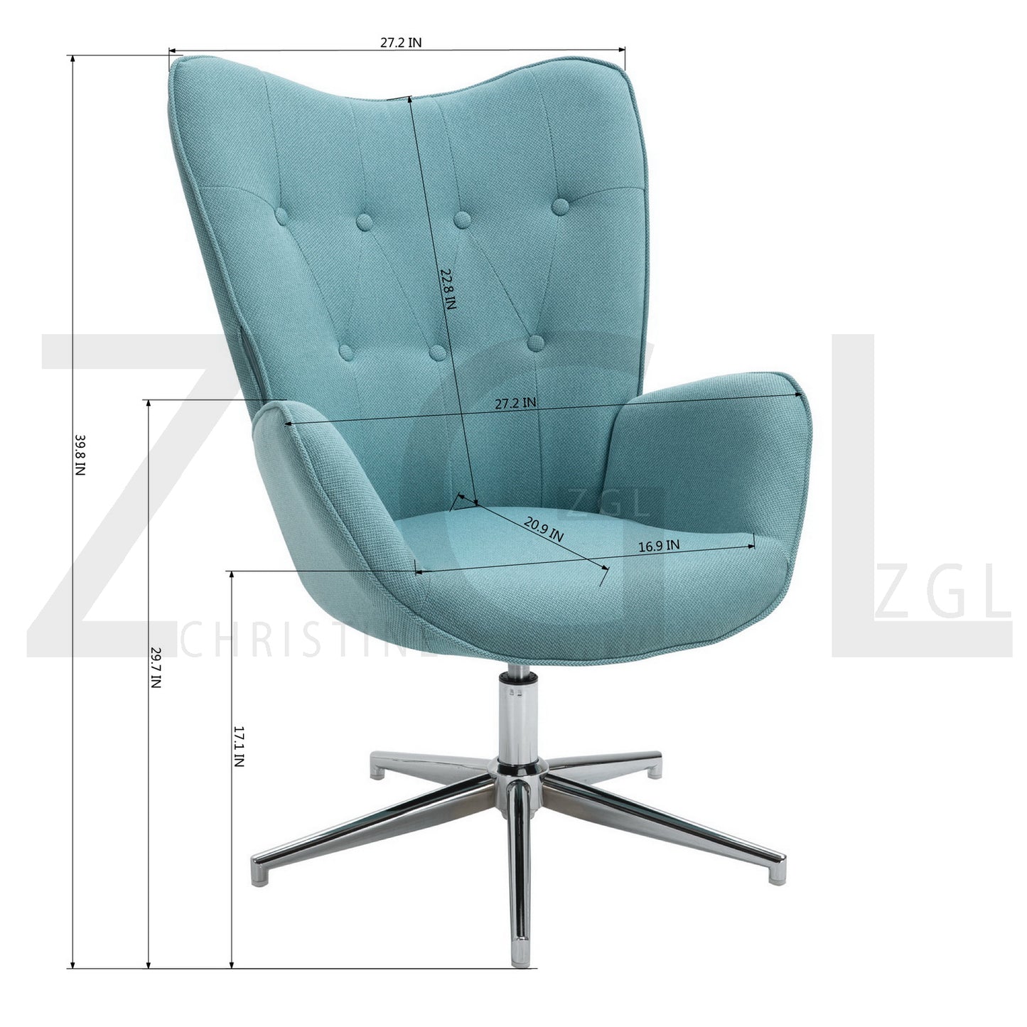 Fabric Accent Chair Modern Tufted Button Wingback Chromed Base Fuchs