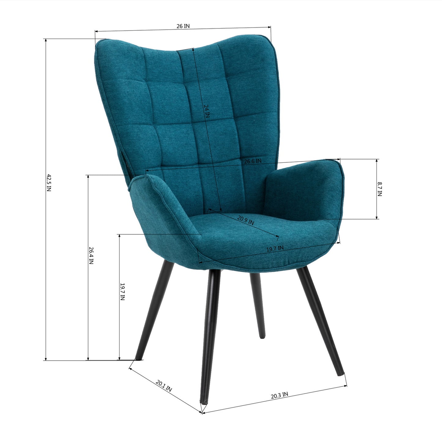 Fabric Accent Chair Modern Tufted Button Wingback Wooden Legs Funkel