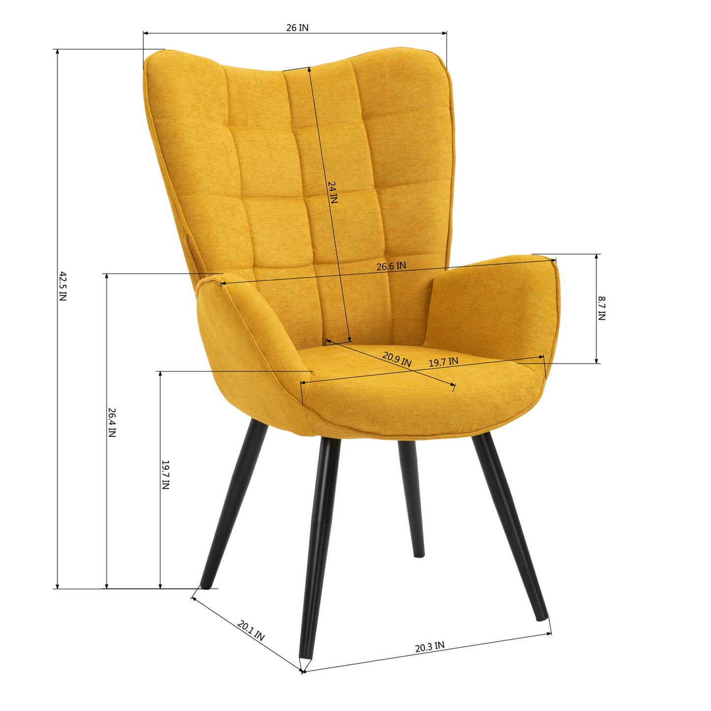 Fabric Accent Chair Modern Tufted Button Wingback Wooden Legs Funkel