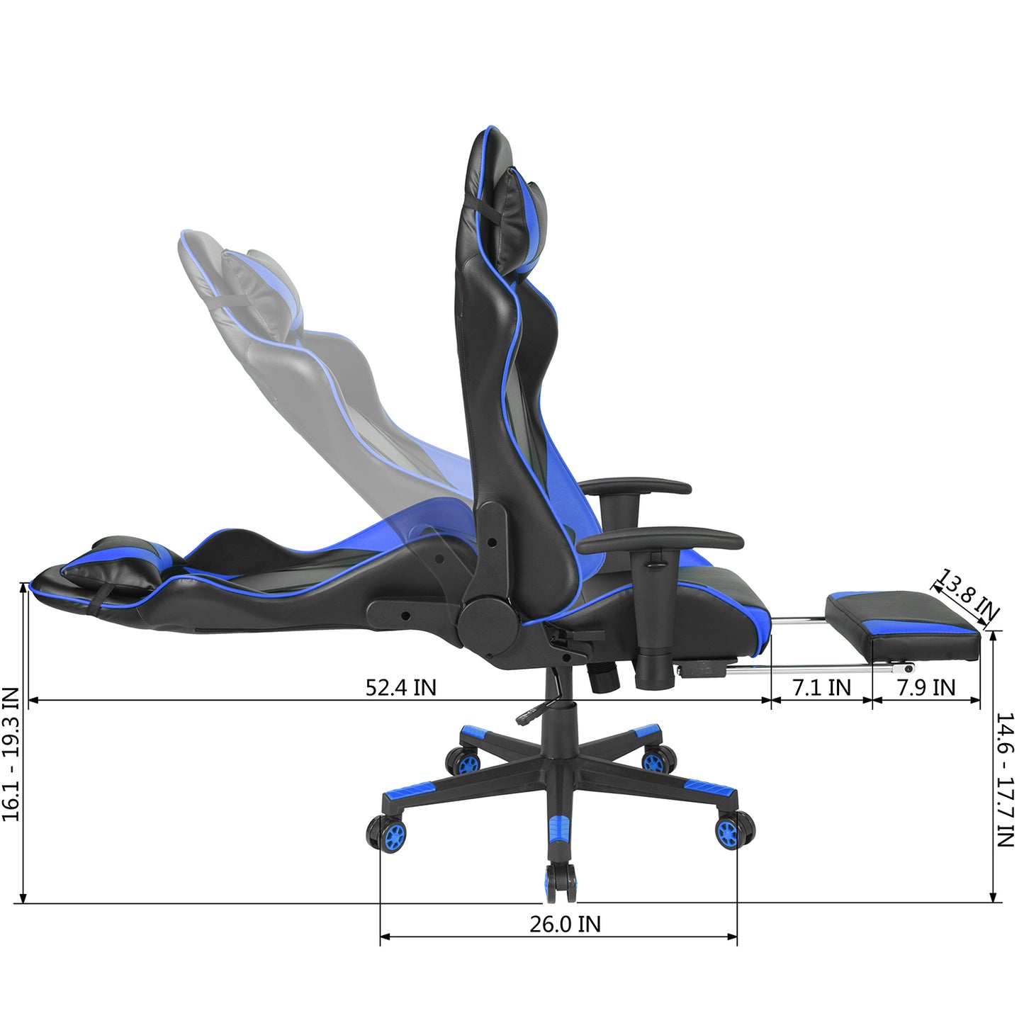 Gaming Chair Racing Office Chair Recliner Swivel Rocker with Headrest and Lumbar Pillow Gordan