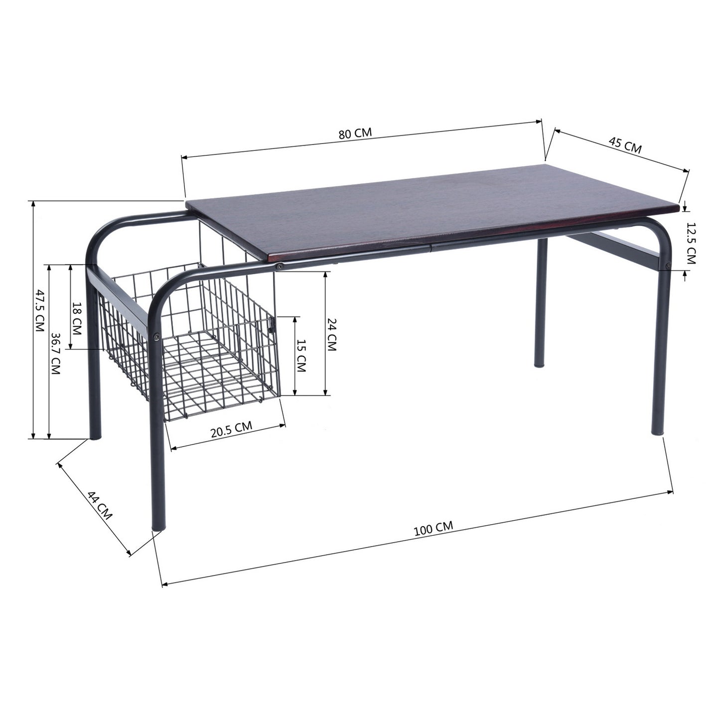 Rustic Coffee Table Modern Center Table with Organizor Habibi